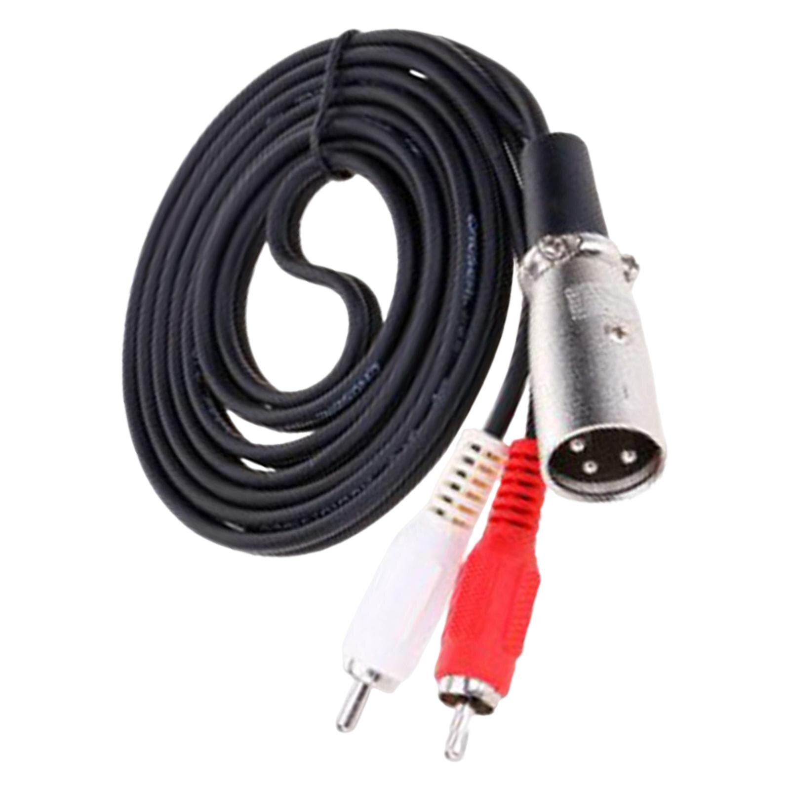 XLR 3 Pin Male to Dual RCA Male Plug Cable Adapter Mic Audio Speaker Y Splitter